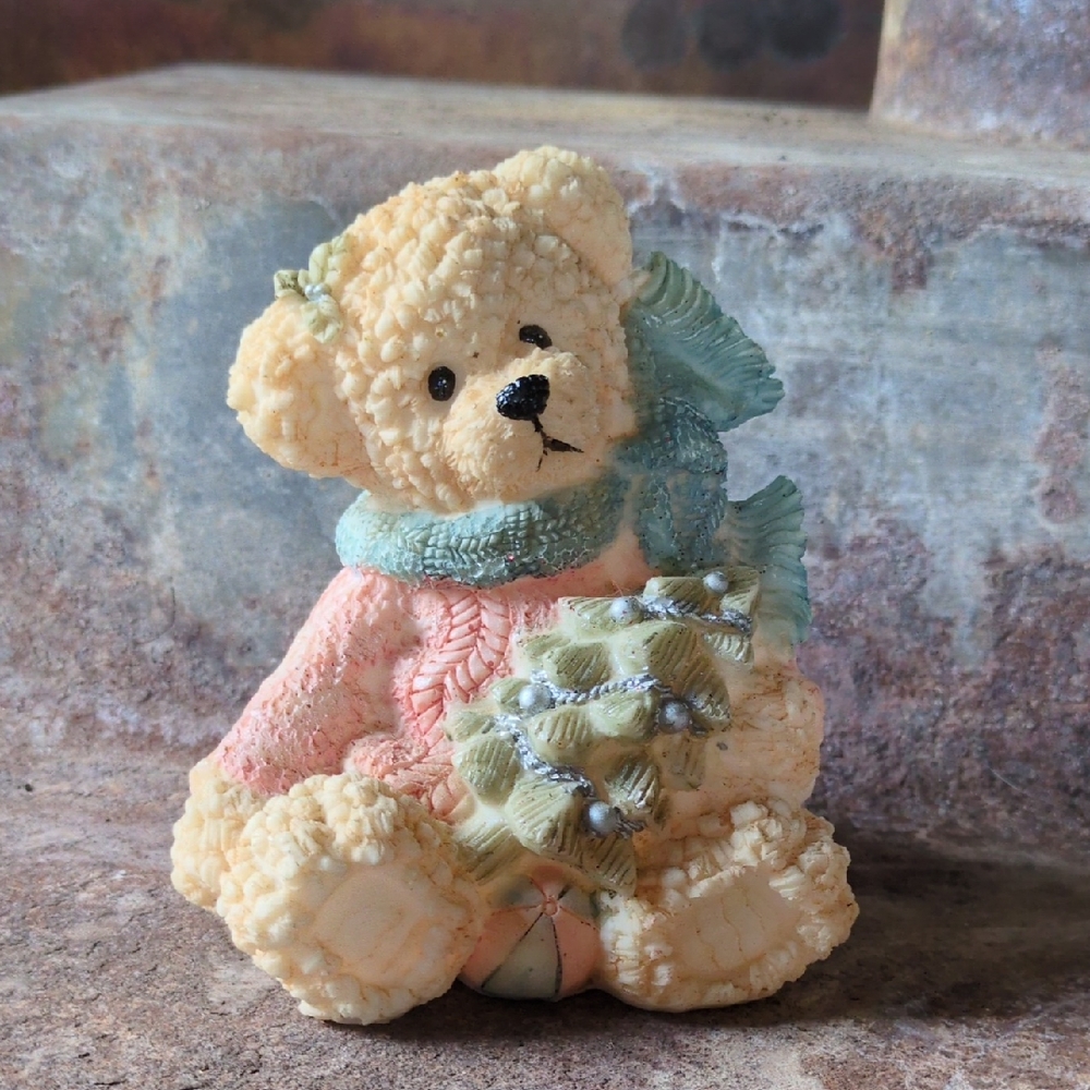 Charming Cream Teddy Bear Holiday Decor